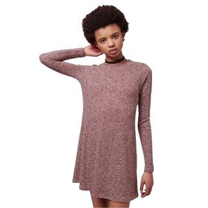 Topshop Marled Ribbed Sweater Knit Long Sleeve Dress
